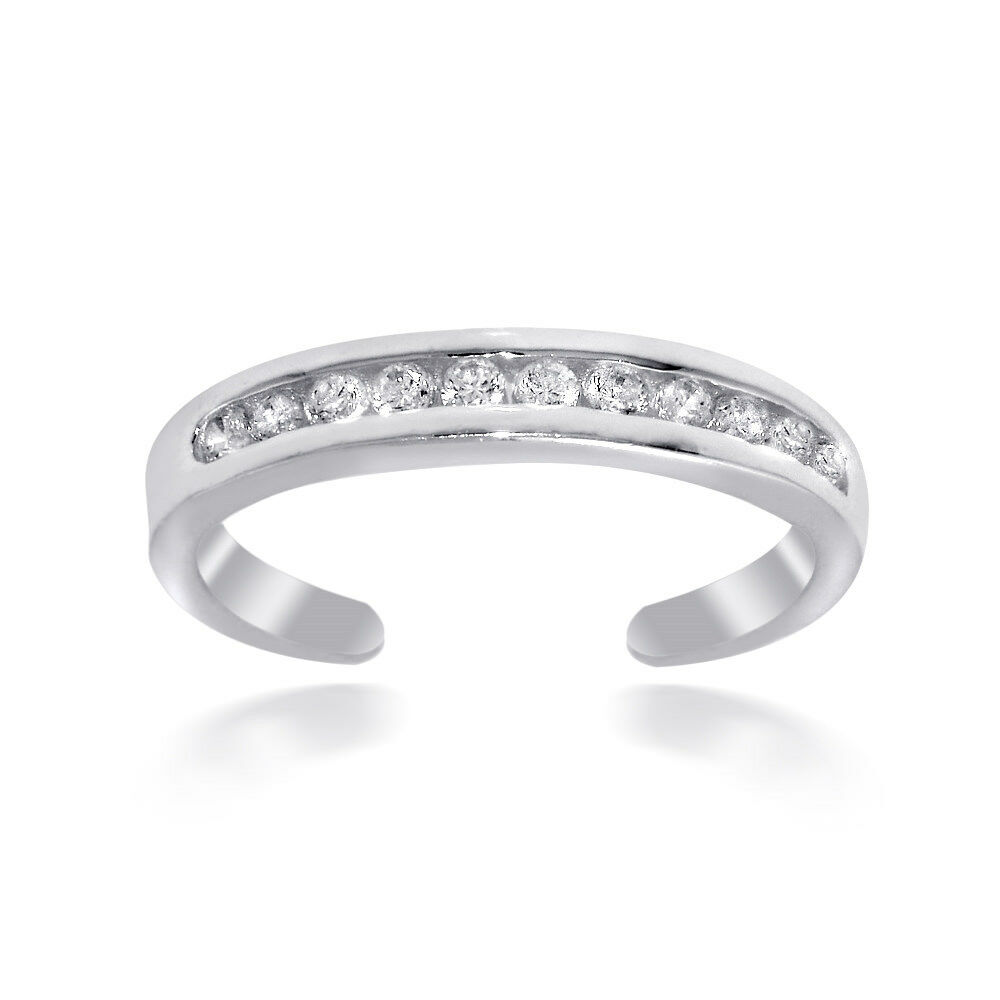 .925 Sterling Silver Channel-set Cubic Zirconia Toe Ring