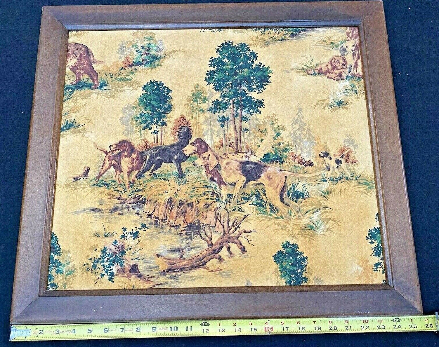 Vintage 3d Framed Stuffed Fabric Wall Hanging Hunting Dogs For Lodge Or Cabin